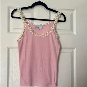 Kikit Pink Daisy Embellished Women's Camisole